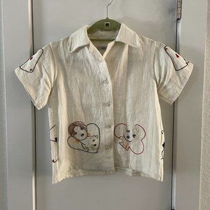 Bode Embroidered Short Sleeve Button Up XXS/XS